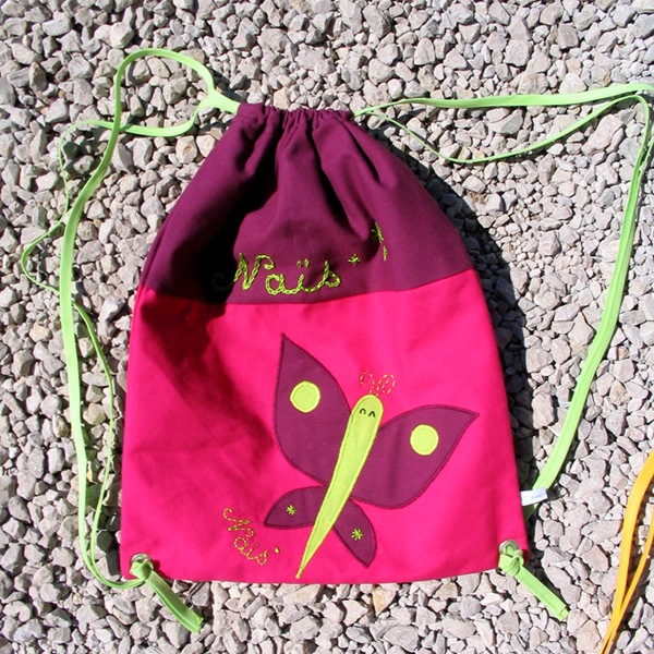 sac à goûter papillon fuchsia